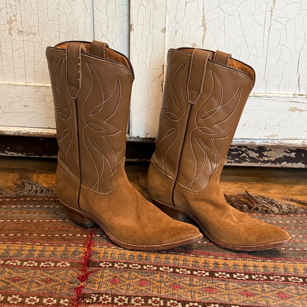ACME Vintage Tan and Brown Cowboy Boots